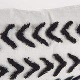 Mercana Kimia 14L x 26W White and Black Fabric Herringbone and Fringed Decorative Pillow Cover