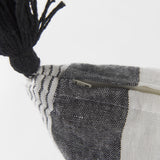 Mercana Kimia 14L x 26W White and Black Fabric Herringbone and Fringed Decorative Pillow Cover