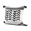 Mercana Kimia 20L x 20W White and Black Fabric Herringbone and Fringed Decorative Pillow Cover