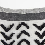 Mercana Kimia 20L x 20W White and Black Fabric Herringbone and Fringed Decorative Pillow Cover