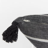 Mercana Kimia 20L x 20W White and Black Fabric Herringbone and Fringed Decorative Pillow Cover