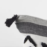 Mercana Kimia 20L x 20W White and Black Fabric Herringbone and Fringed Decorative Pillow Cover