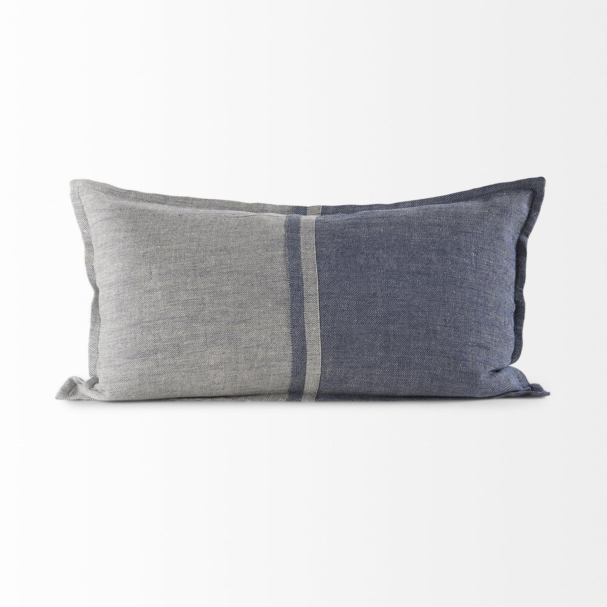 Mercana Aubrielle 14L x 26W Gray and Blue Fabric Color Blocked Decorative Pillow Cover