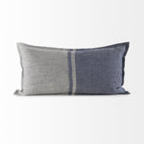 Mercana Aubrielle 14L x 26W Gray and Blue Fabric Color Blocked Decorative Pillow Cover