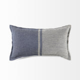 Mercana Aubrielle 14L x 26W Gray and Blue Fabric Color Blocked Decorative Pillow Cover