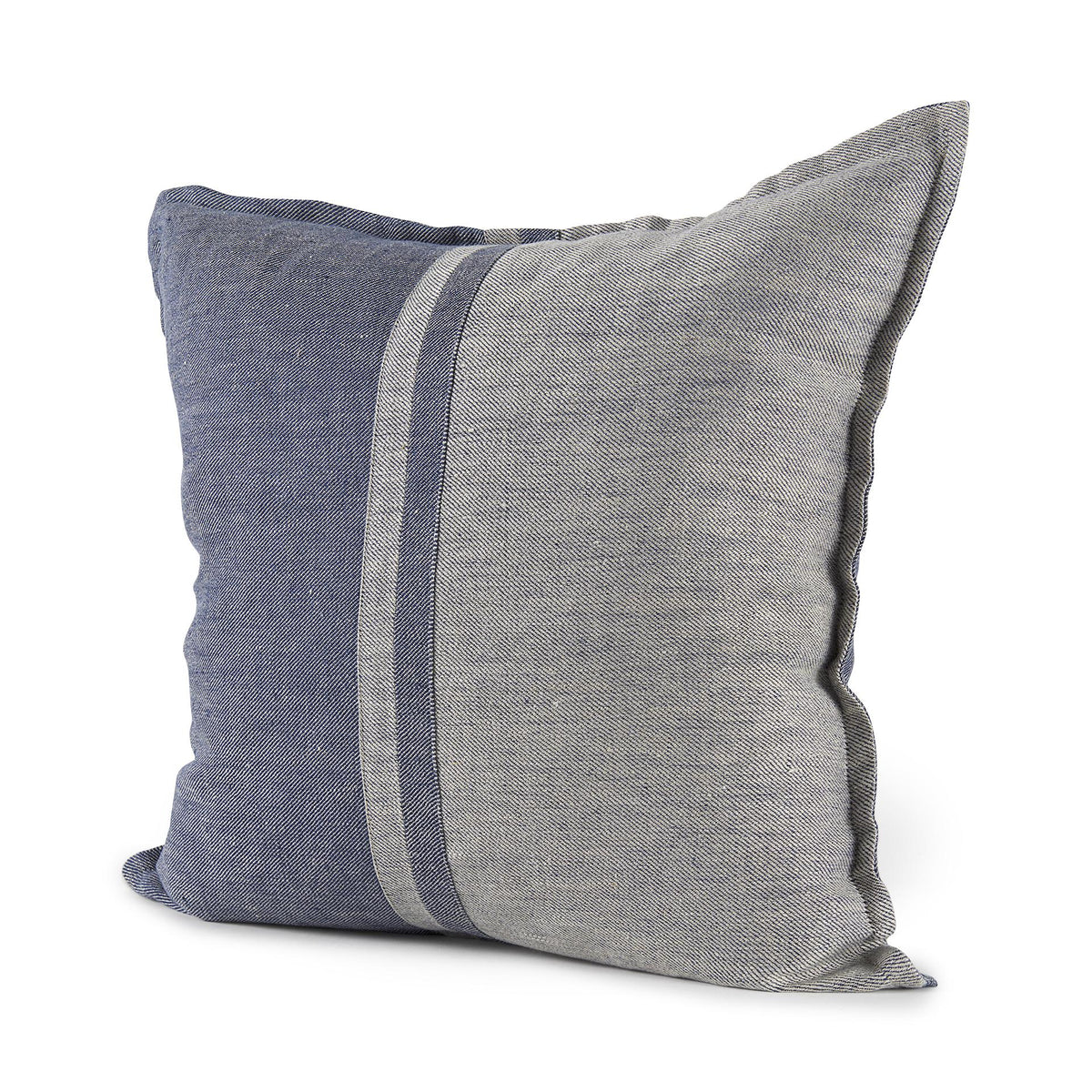 Mercana Aubrielle 20L x 20W Gray and Blue Fabric Color Blocked Decorative Pillow Cover