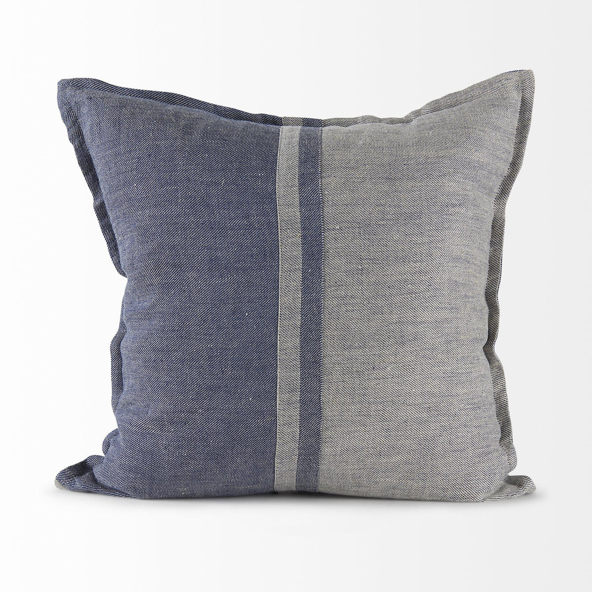 Mercana Aubrielle 20L x 20W Gray and Blue Fabric Color Blocked Decorative Pillow Cover
