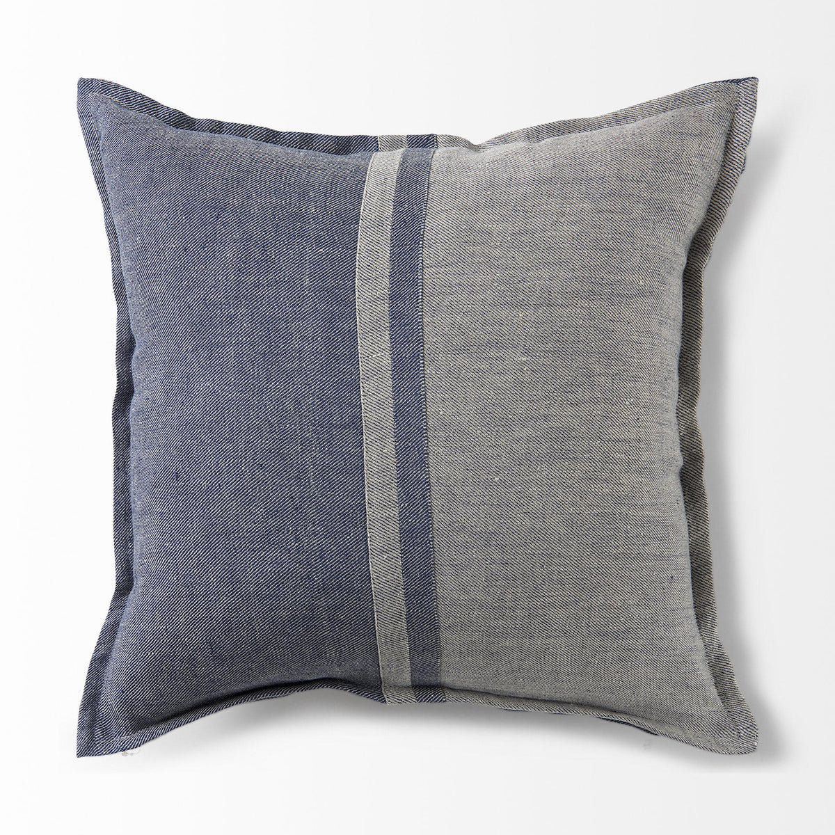 Mercana Aubrielle 20L x 20W Gray and Blue Fabric Color Blocked Decorative Pillow Cover