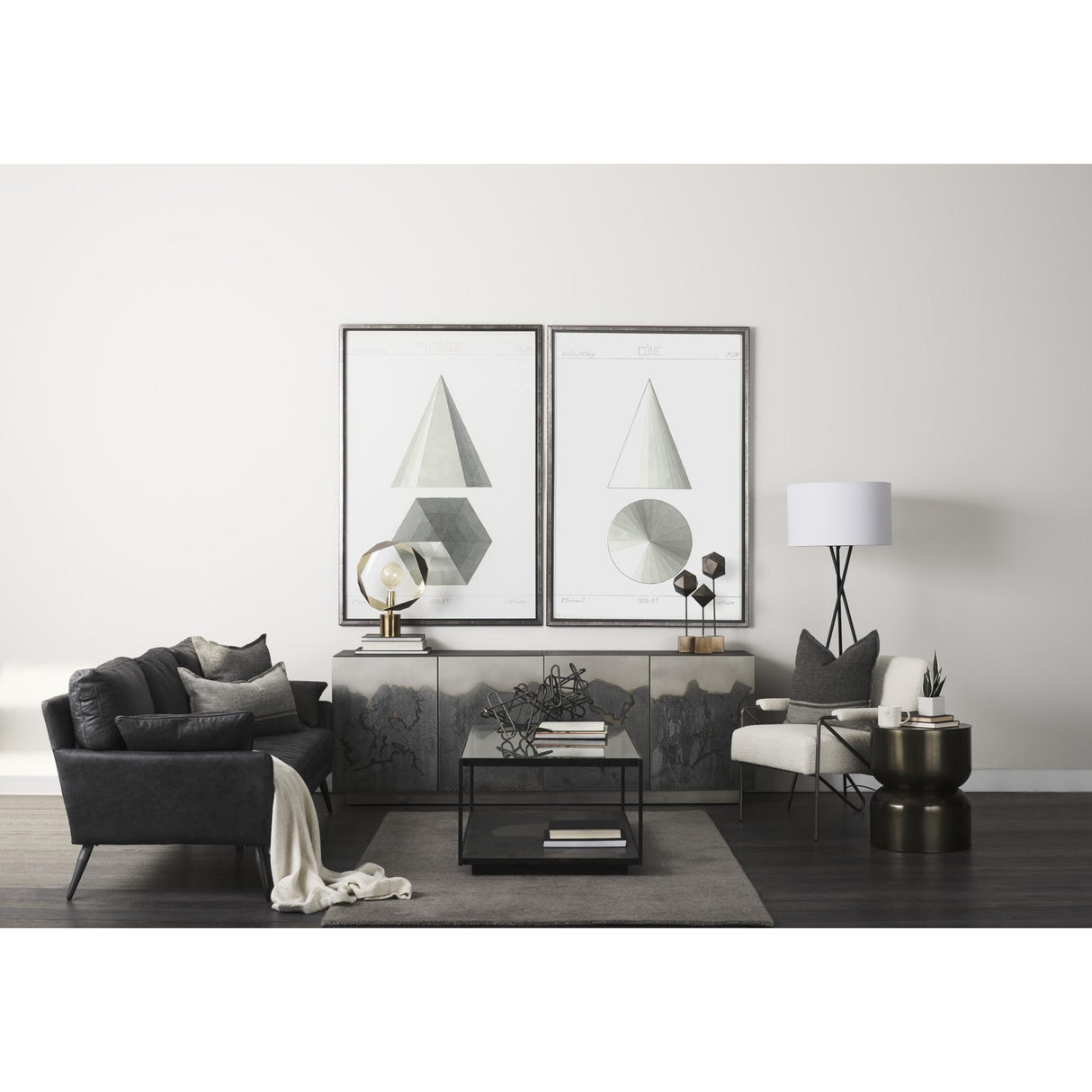 Mercana Zadie 20L x 20W Light Gray and Dark Gray Fabric Color Blocked Decorative Pillow Cover