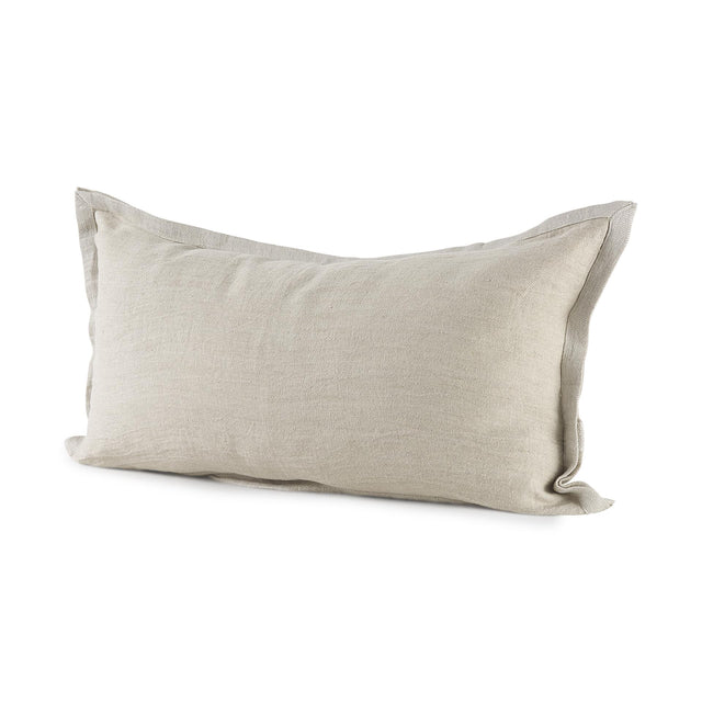 Mercana Mae 14L x 26W Beige Fabric Decorative Pillow Cover