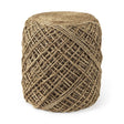 Mercana Allium Brown Handwoven Wool Cylindrical Pouf