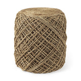 Mercana Allium Brown Handwoven Wool Cylindrical Pouf