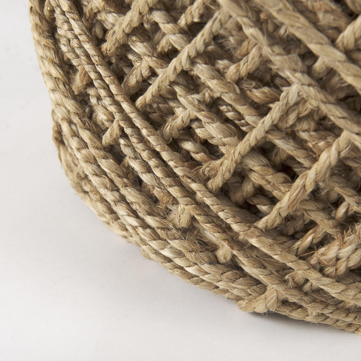 Mercana Allium Brown Handwoven Wool Cylindrical Pouf