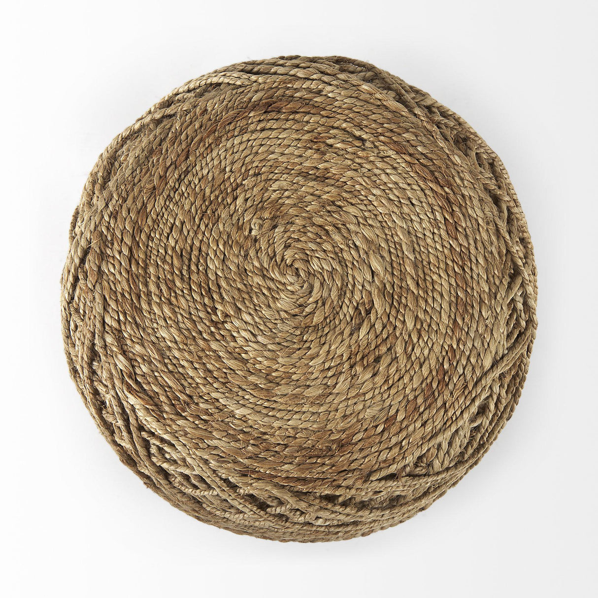 Mercana Allium Brown Handwoven Wool Cylindrical Pouf