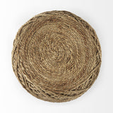 Mercana Allium Brown Handwoven Wool Cylindrical Pouf