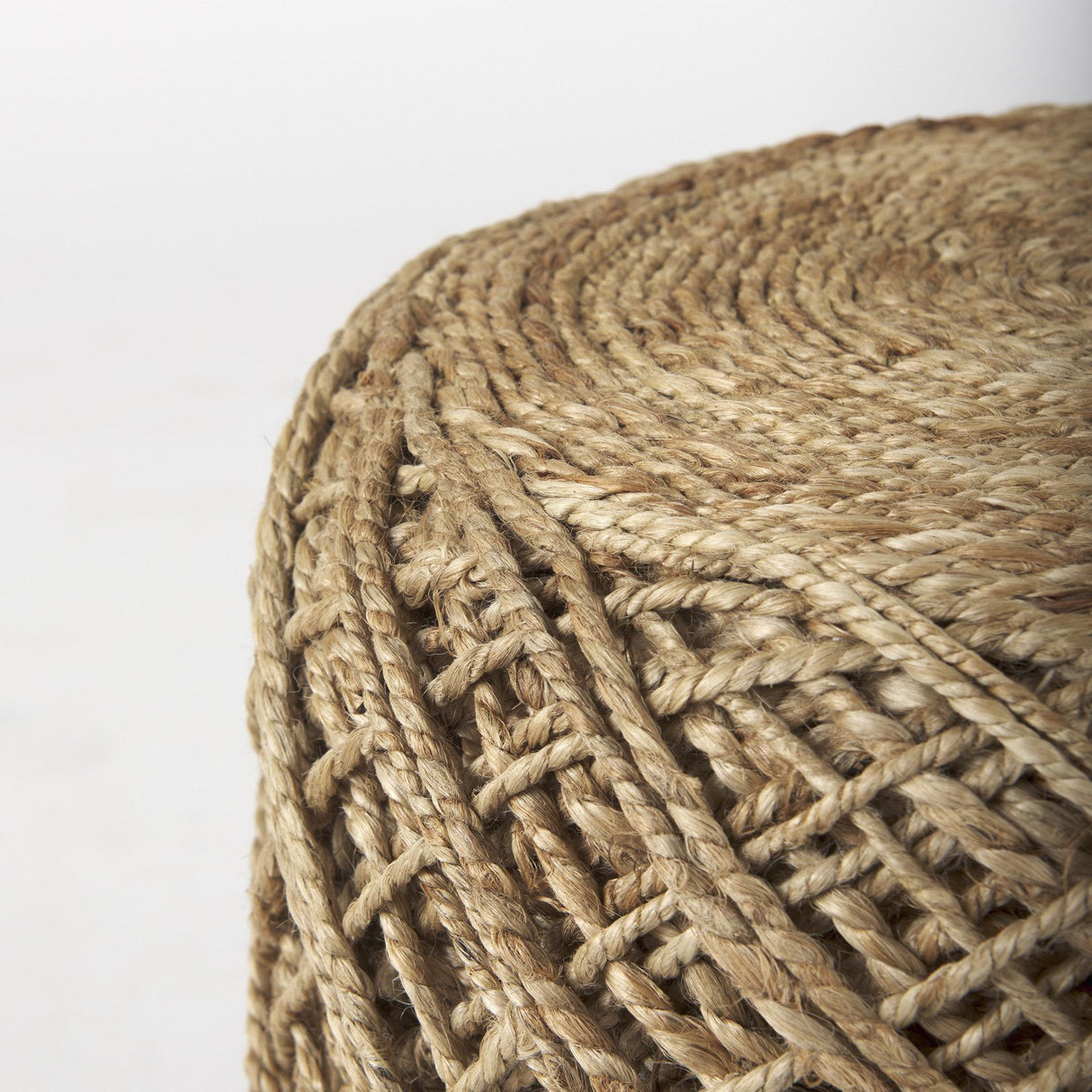 Mercana Allium Brown Handwoven Wool Cylindrical Pouf