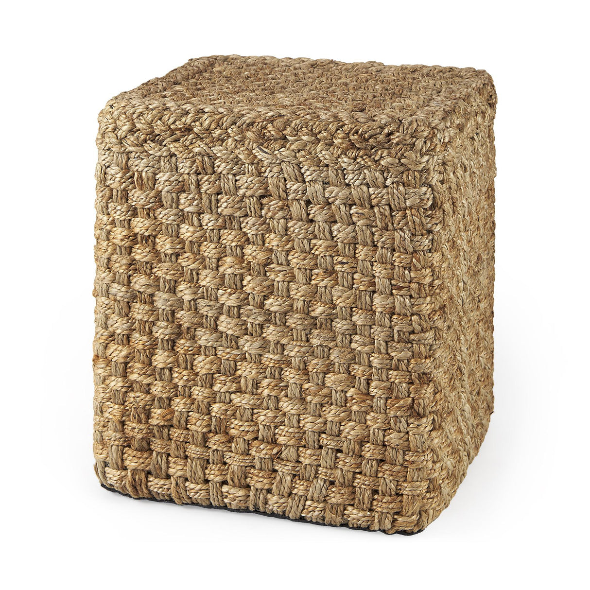 Mercana Aylin 16.5" Square Brown Jute Pouf