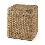 Mercana Aylin 16.5" Square Brown Jute Pouf