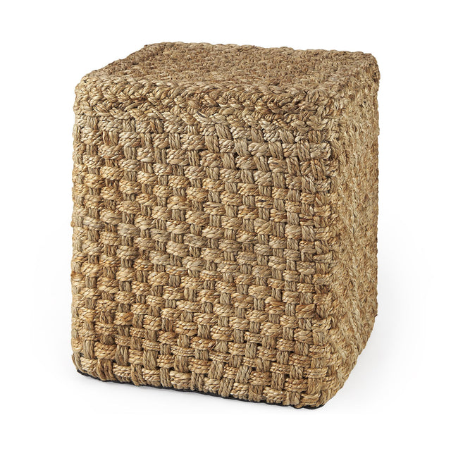 Mercana Aylin 16.5" Square Brown Jute Pouf
