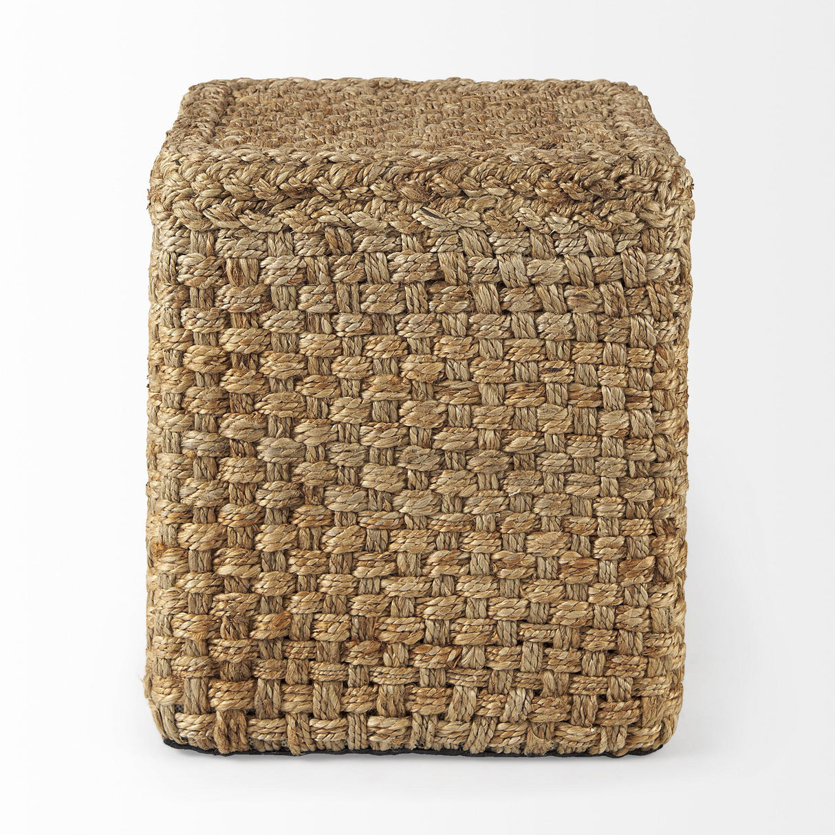 Mercana Aylin 16.5" Square Brown Jute Pouf