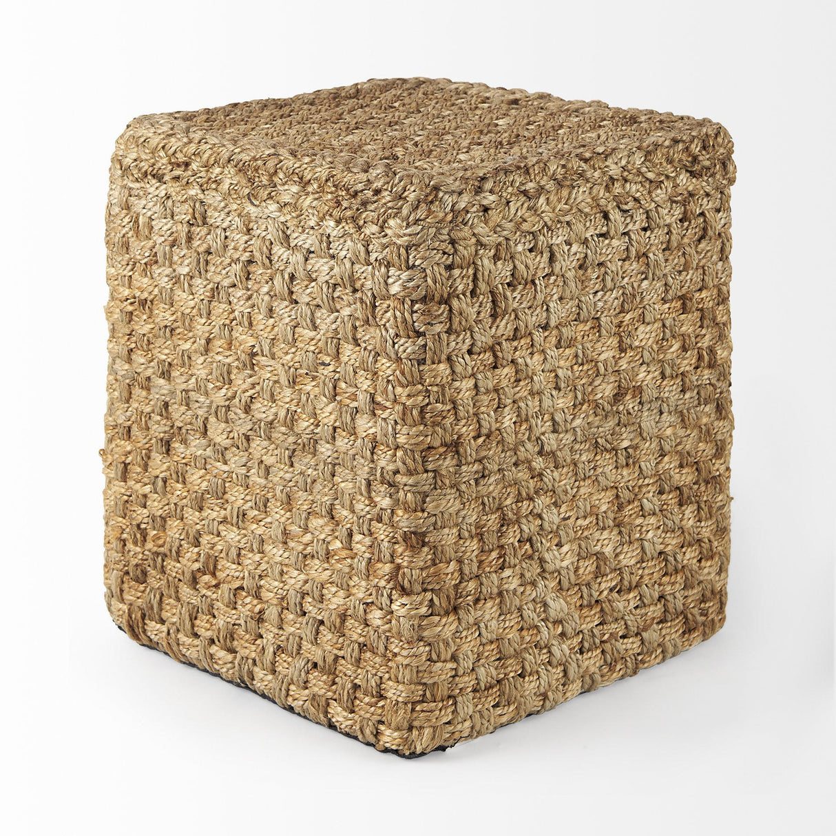 Mercana Aylin 16.5" Square Brown Jute Pouf