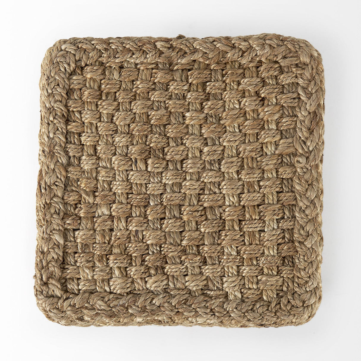 Mercana Aylin 16.5" Square Brown Jute Pouf
