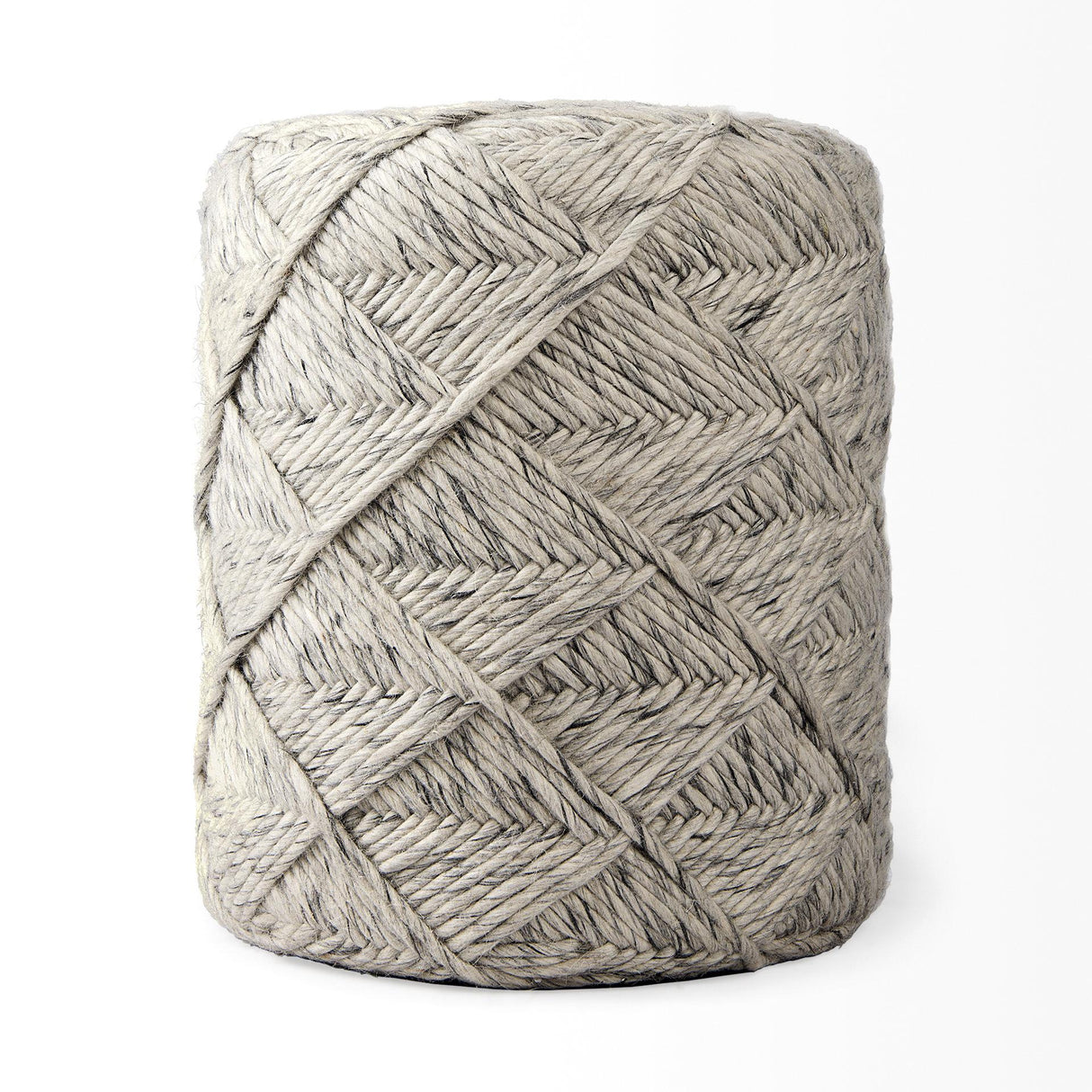 Mercana Esfera 17.7L x 15.7W x 15.7H Beige Chevron Woven Round Pouf