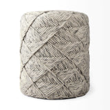 Mercana Esfera 17.7L x 15.7W x 15.7H Beige Chevron Woven Round Pouf