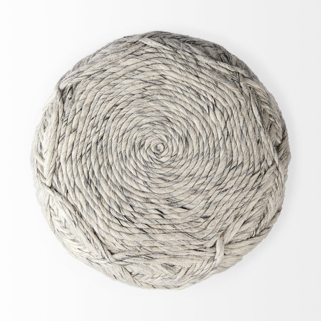 Mercana Esfera 17.7L x 15.7W x 15.7H Beige Chevron Woven Round Pouf