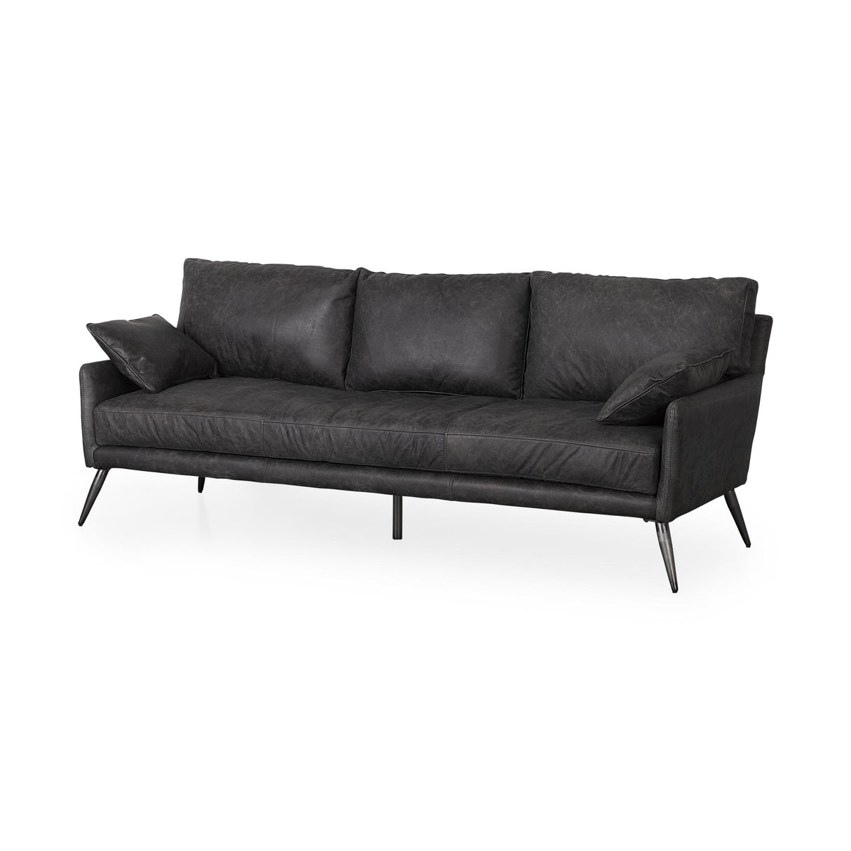 Mercana Cochrane 82L x 33W x 32.3 Black Leather Three Seater Sofa