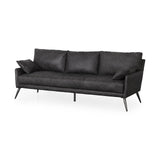 Mercana Cochrane 82L x 33W x 32.3 Black Leather Three Seater Sofa