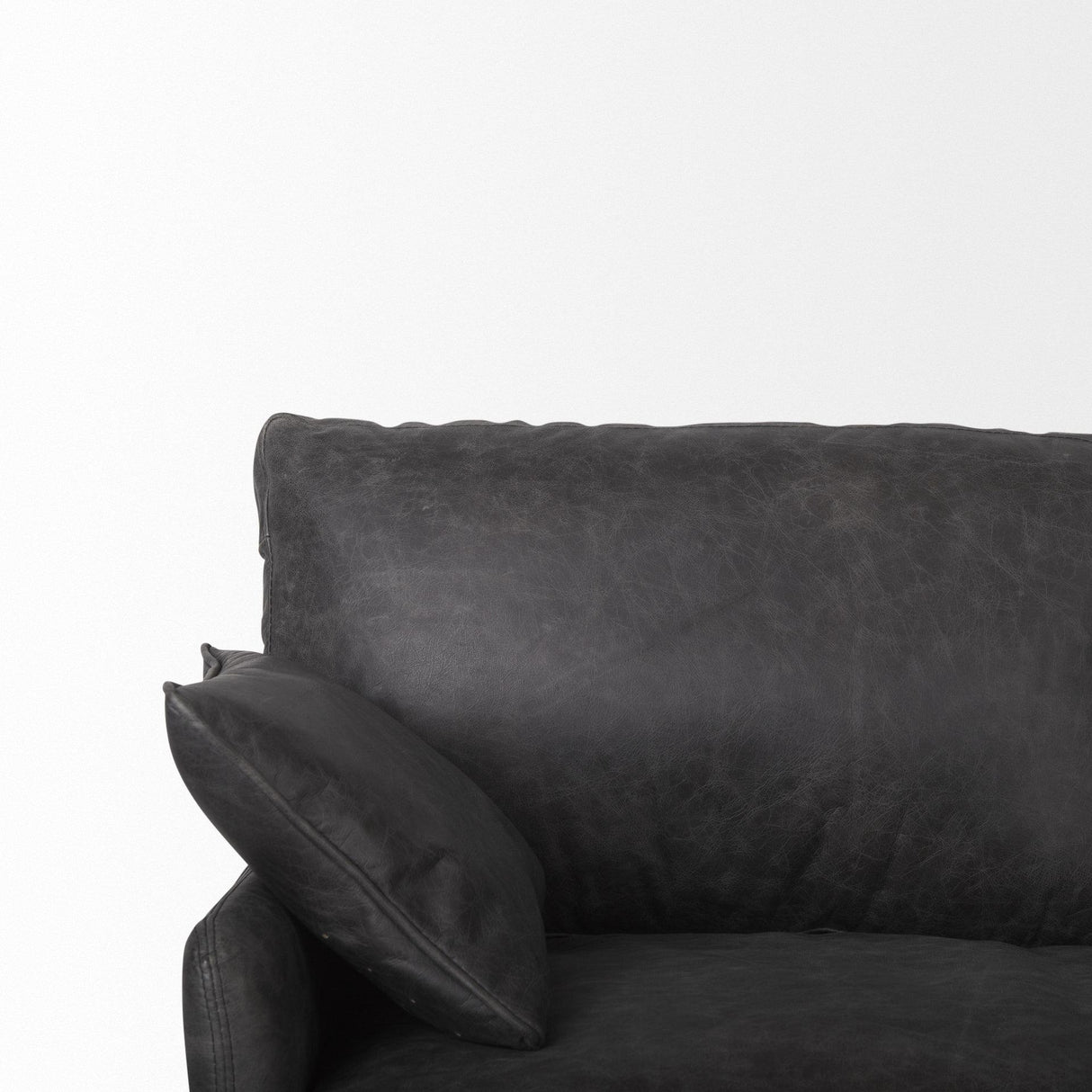 Mercana Cochrane 82L x 33W x 32.3 Black Leather Three Seater Sofa