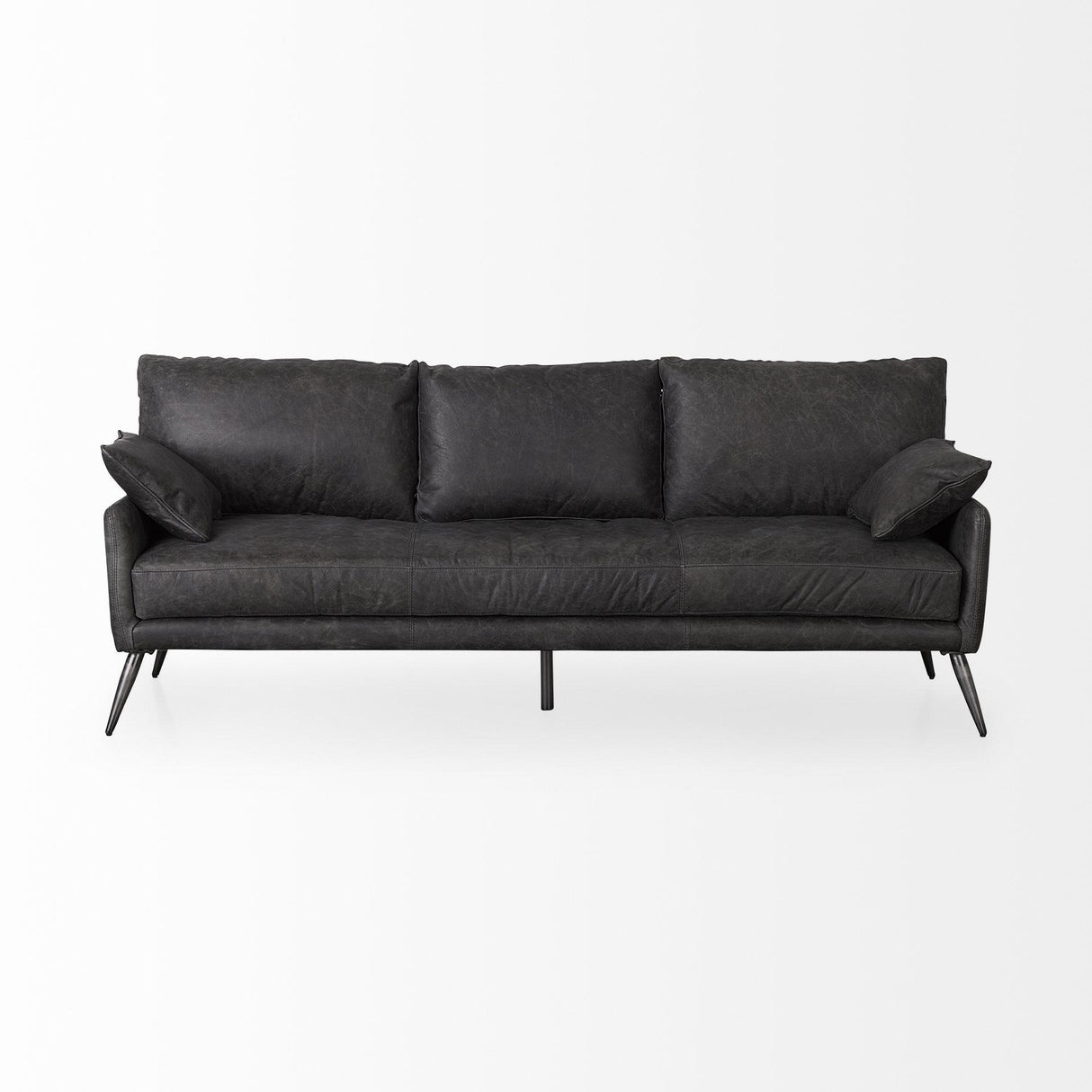 Mercana Cochrane 82L x 33W x 32.3 Black Leather Three Seater Sofa