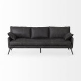 Mercana Cochrane 82L x 33W x 32.3 Black Leather Three Seater Sofa