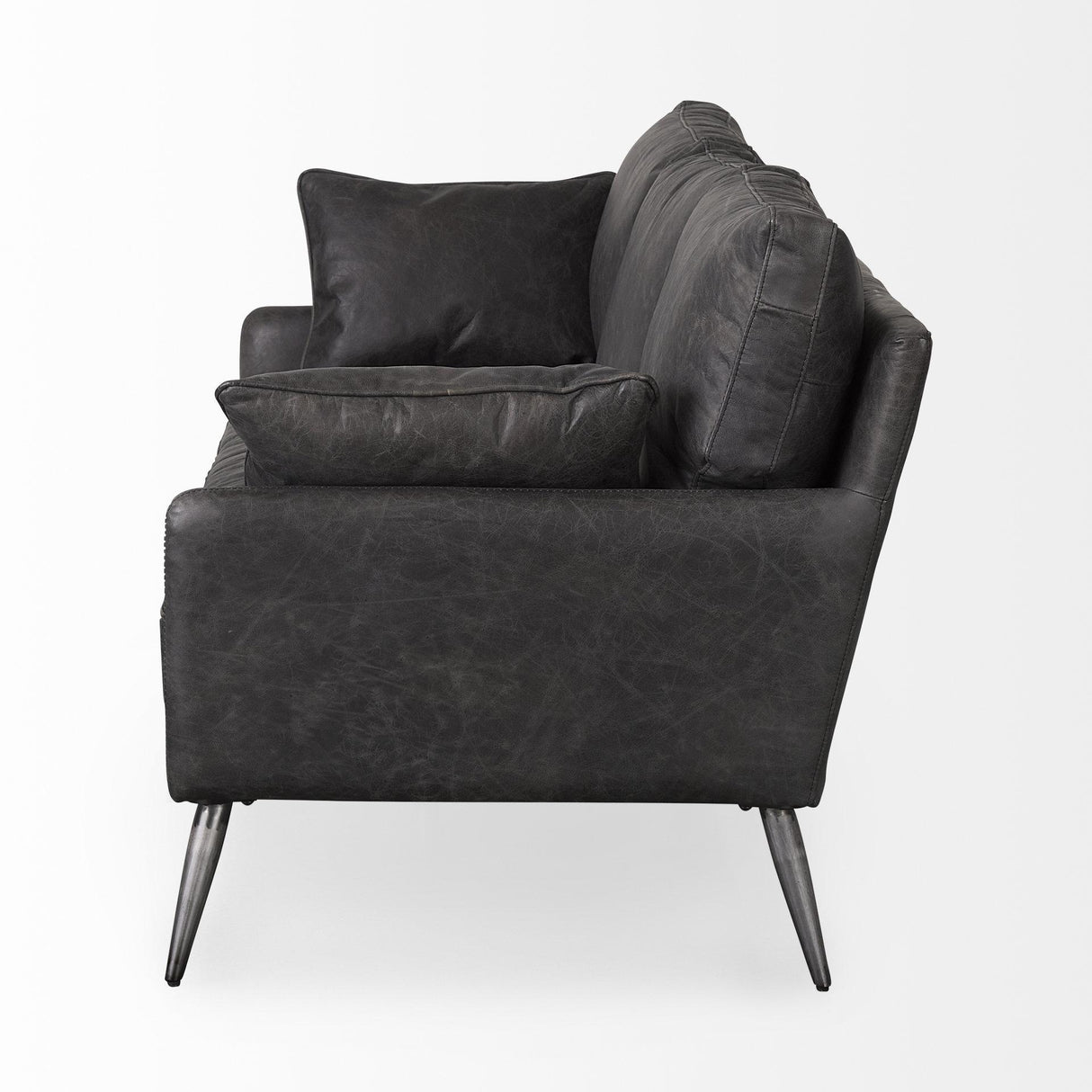 Mercana Cochrane 82L x 33W x 32.3 Black Leather Three Seater Sofa