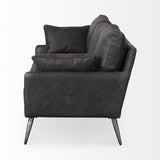 Mercana Cochrane 82L x 33W x 32.3 Black Leather Three Seater Sofa