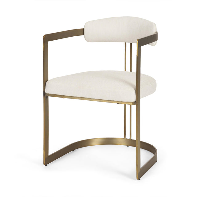 Mercana Hollyfield II Cream Fabric Seat W/ Gold Iron Frame Dining Chair