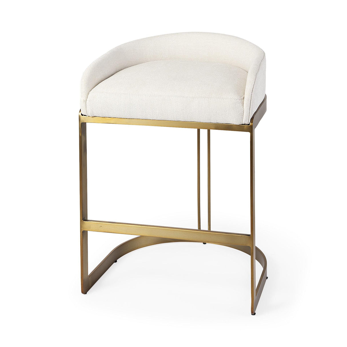 Mercana Hollyfield II Cream Fabric Seat W/ Gold Metal Base Counter Stool