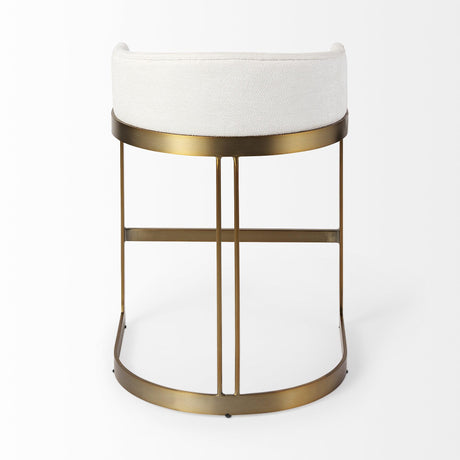 Mercana Hollyfield II Cream Fabric Seat W/ Gold Metal Base Counter Stool