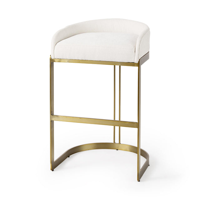 Mercana Hollyfield II Cream Fabric Seat W/ Gold Metal Base Bar Stool