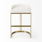 Mercana Hollyfield II Cream Fabric Seat W/ Gold Metal Base Bar Stool