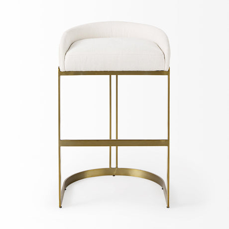 Mercana Hollyfield II Cream Fabric Seat W/ Gold Metal Base Bar Stool
