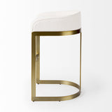 Mercana Hollyfield II Cream Fabric Seat W/ Gold Metal Base Bar Stool