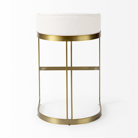 Mercana Hollyfield II Cream Fabric Seat W/ Gold Metal Base Bar Stool