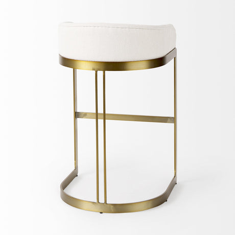 Mercana Hollyfield II Cream Fabric Seat W/ Gold Metal Base Bar Stool