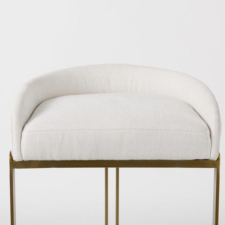 Mercana Hollyfield II Cream Fabric Seat W/ Gold Metal Base Bar Stool