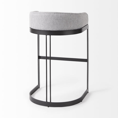 Mercana Hollyfield II Gray Fabric Seat W/ Gray Metal Base Bar Stool