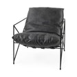 Mercana Leonidas 28.5L x 29.5W x 34.0H Black Faux Leather Seat W/ Black Metal Frame Accent Chair