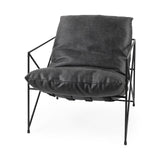 Mercana Leonidas 28.5L x 29.5W x 34.0H Black Faux Leather Seat W/ Black Metal Frame Accent Chair