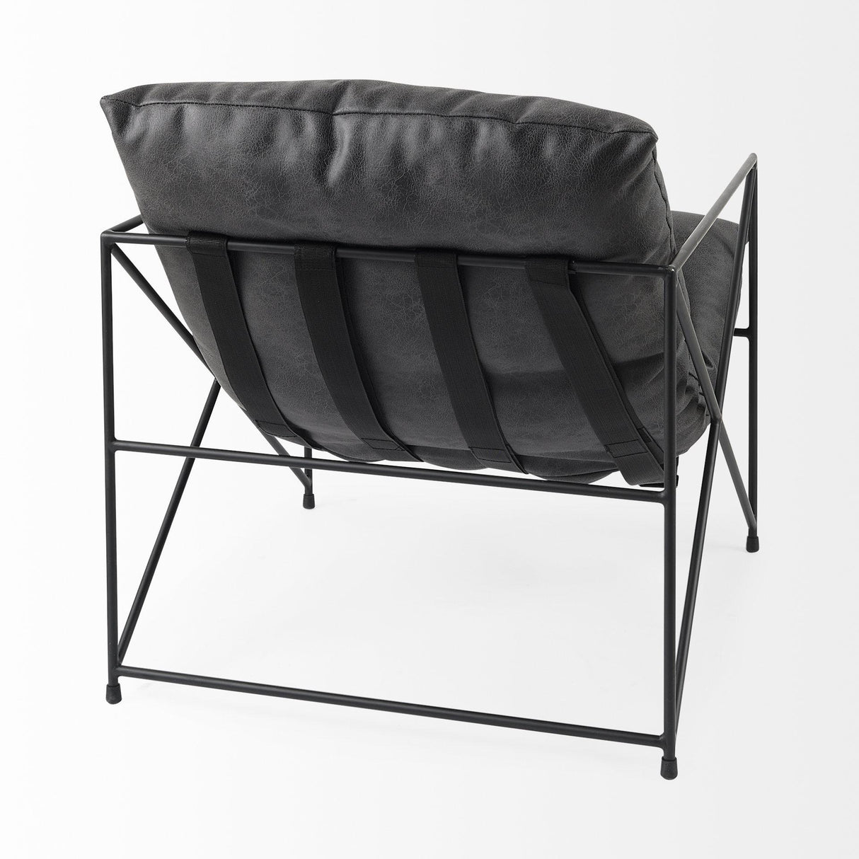 Mercana Leonidas 28.5L x 29.5W x 34.0H Black Faux Leather Seat W/ Black Metal Frame Accent Chair
